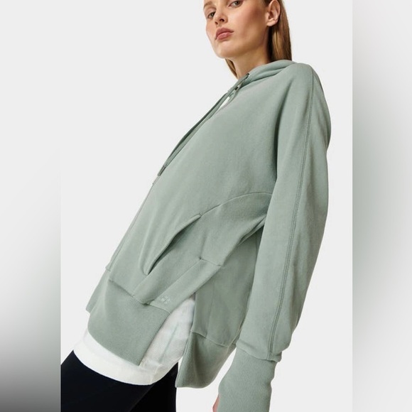 Sweaty Betty Liberate Luxe Fleece Hoodie green mist size 8 medium - Picture 2 of 10